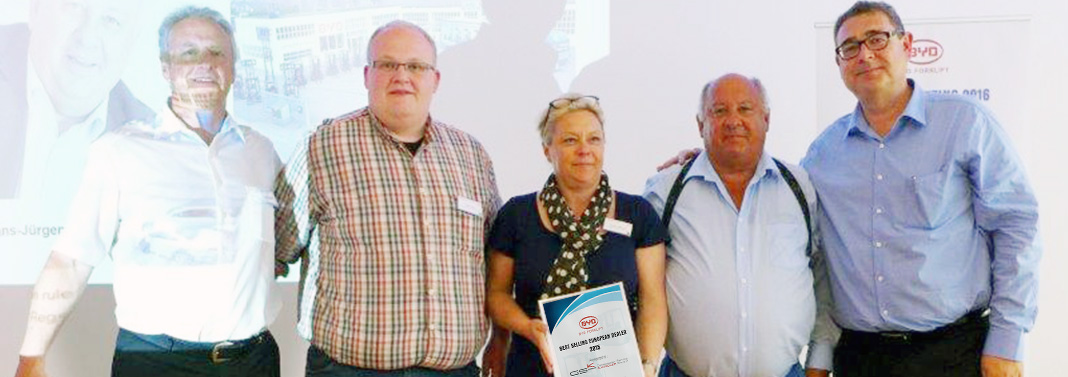 Gabelstaplerservice C. Kindler erhält Auszeichnung als bester Europäischer BYD Händler